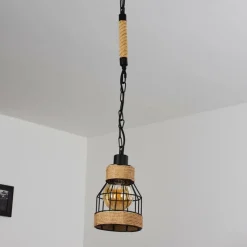 Style Boho-Chic-hofstein Suspension Sulzano Brun, Noir, 1 lumière
