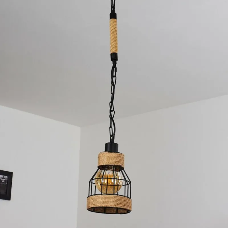 Style Boho-Chic-hofstein Suspension Sulzano Brun, Noir, 1 lumière