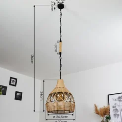 Style Boho-Chic-hofstein Suspension Sulzano Brun, Noir, 1 lumière