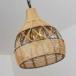 Style Boho-Chic-hofstein Suspension Sulzano Brun, Noir, 1 lumière