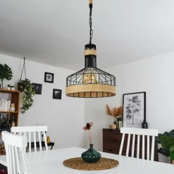 Style Boho-Chic-hofstein Suspension Sulzano Brun, Noir, 1 lumière