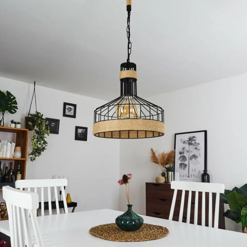 Style Boho-Chic-hofstein Suspension Sulzano Brun, Noir, 1 lumière