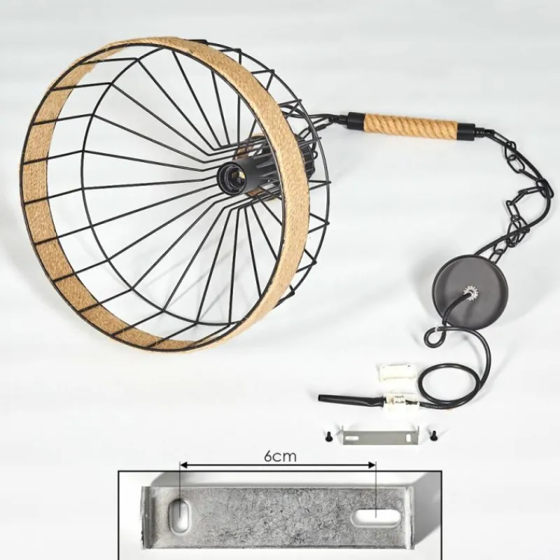 Style Boho-Chic-hofstein Suspension Sulzano Brun, Noir, 1 lumière