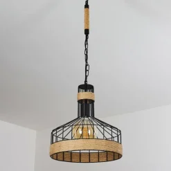 Style Boho-Chic-hofstein Suspension Sulzano Brun, Noir, 1 lumière