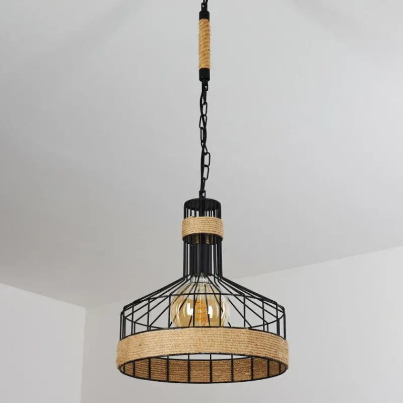 Style Boho-Chic-hofstein Suspension Sulzano Brun, Noir, 1 lumière
