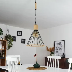 Style Boho-Chic-hofstein Suspension Sulzano Brun, Noir, 1 lumière