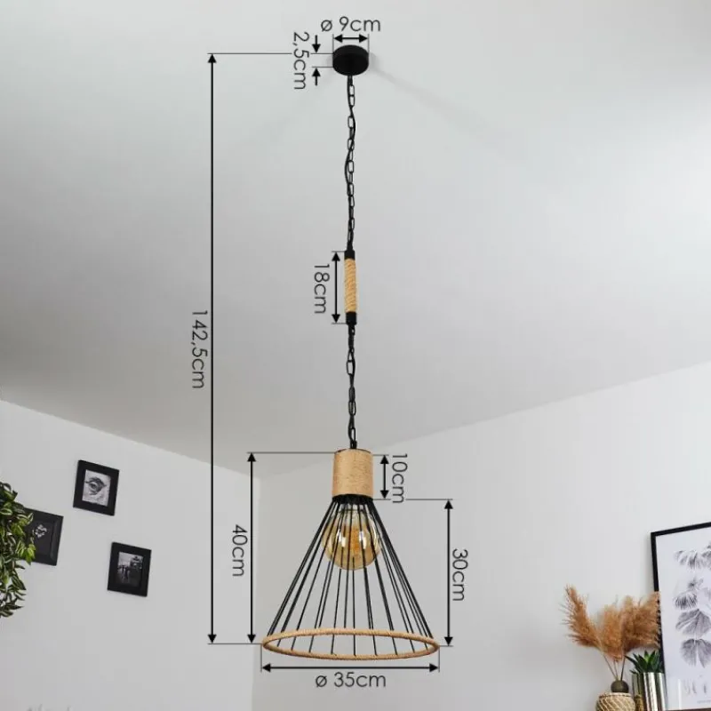 Style Boho-Chic-hofstein Suspension Sulzano Brun, Noir, 1 lumière