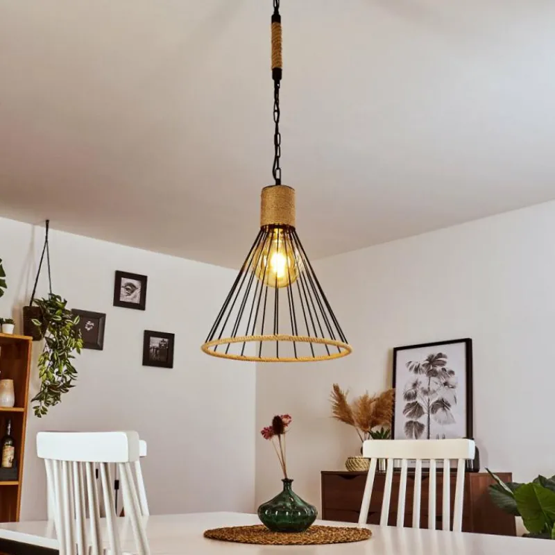 Style Boho-Chic-hofstein Suspension Sulzano Brun, Noir, 1 lumière