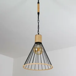 Style Boho-Chic-hofstein Suspension Sulzano Brun, Noir, 1 lumière