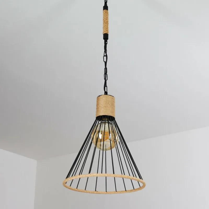 Style Boho-Chic-hofstein Suspension Sulzano Brun, Noir, 1 lumière