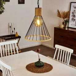 Style Boho-Chic-hofstein Suspension Sulzano Brun, Noir, 1 lumière