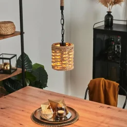 Style Boho-Chic-hofstein Suspension Sulzano Brun, Noir, 1 lumière