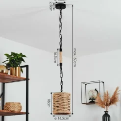Style Boho-Chic-hofstein Suspension Sulzano Brun, Noir, 1 lumière