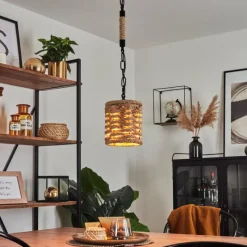 Style Boho-Chic-hofstein Suspension Sulzano Brun, Noir, 1 lumière