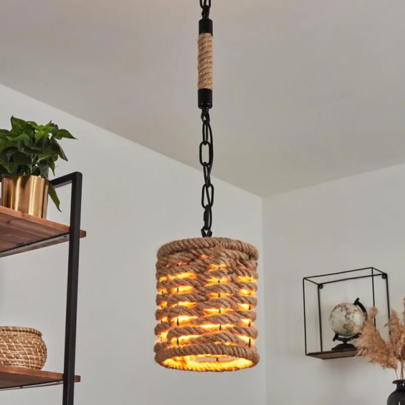 Style Boho-Chic-hofstein Suspension Sulzano Brun, Noir, 1 lumière
