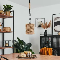 Style Boho-Chic-hofstein Suspension Sulzano Brun, Noir, 1 lumière