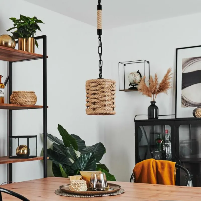 Style Boho-Chic-hofstein Suspension Sulzano Brun, Noir, 1 lumière