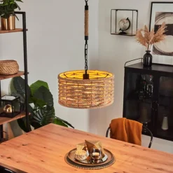 Style Boho-Chic-hofstein Suspension Sulzano Brun, Noir, 1 lumière