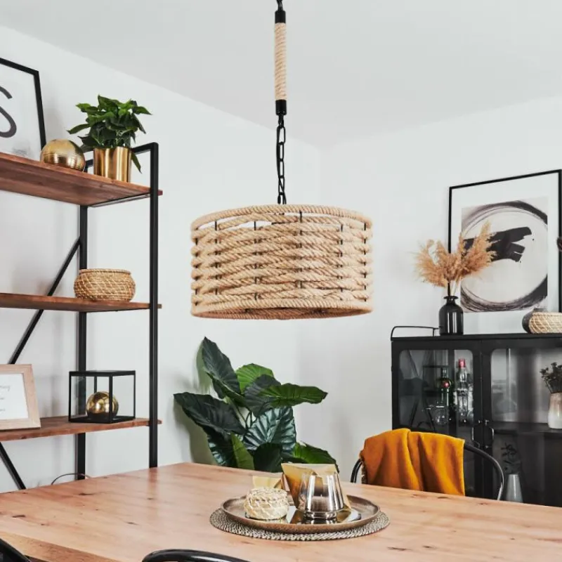 Style Boho-Chic-hofstein Suspension Sulzano Brun, Noir, 1 lumière