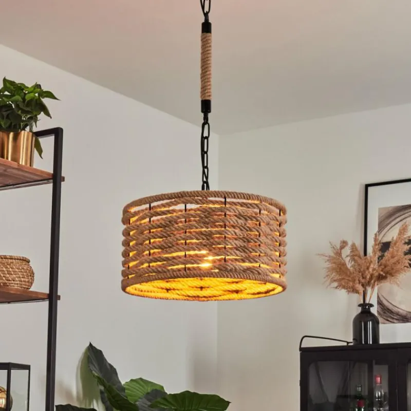 Style Boho-Chic-hofstein Suspension Sulzano Brun, Noir, 1 lumière
