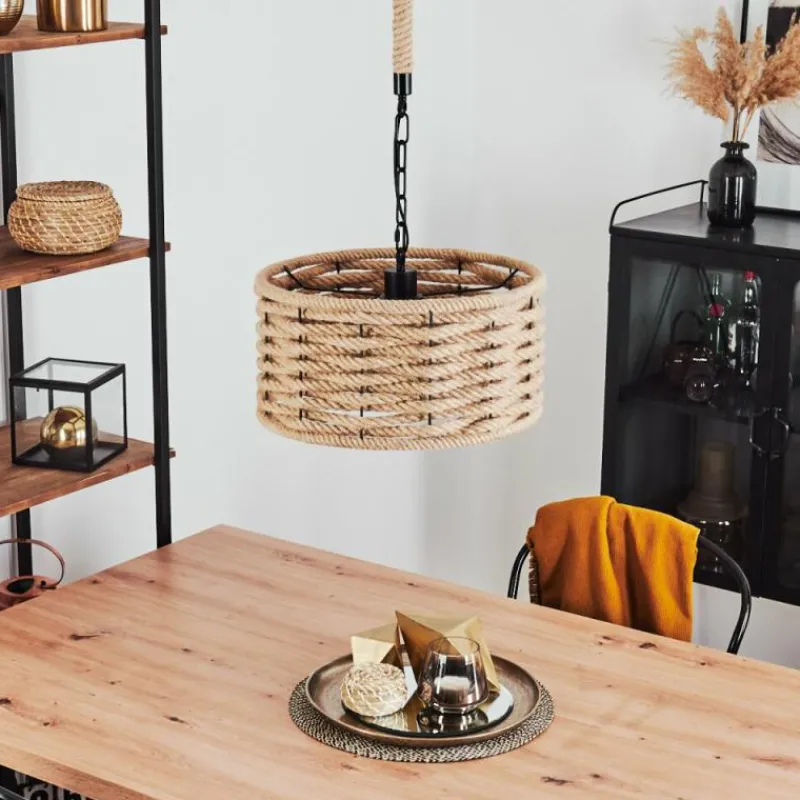 Style Boho-Chic-hofstein Suspension Sulzano Brun, Noir, 1 lumière