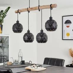 Luminaires Scandinaves-hofstein Suspension Sunasau Bois foncé, Noir, 4 lumières