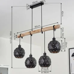 Luminaires Scandinaves-hofstein Suspension Sunasau Bois foncé, Noir, 4 lumières