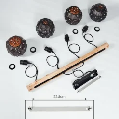 Luminaires Scandinaves-hofstein Suspension Sunasau Bois foncé, Noir, 4 lumières