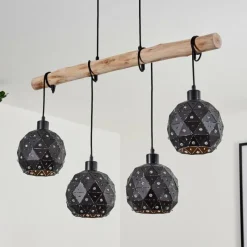 Luminaires Scandinaves-hofstein Suspension Sunasau Bois foncé, Noir, 4 lumières