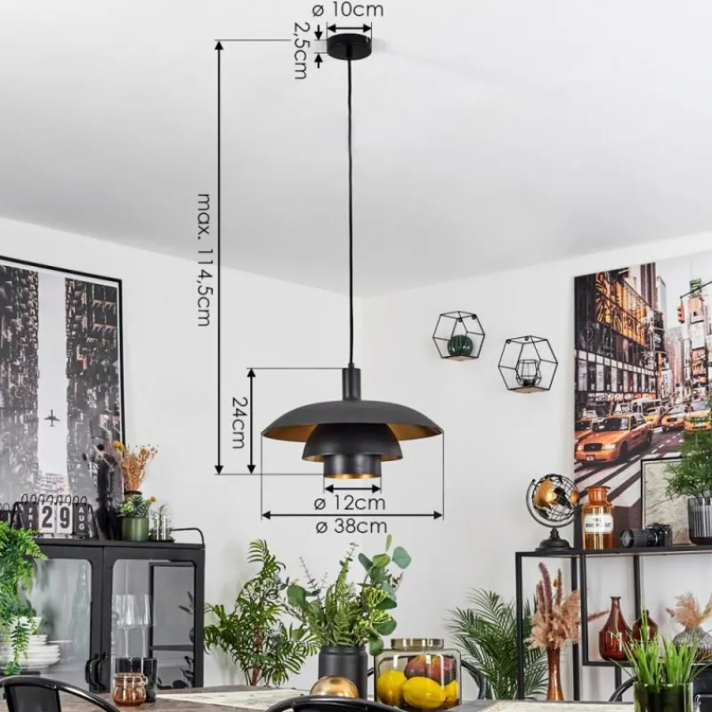 Lampes Dorées-hofstein Suspension Sundet Noir, 1 lumière