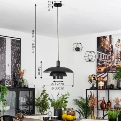 Luminaires Scandinaves-hofstein Suspension Sundet Noir, 1 lumière