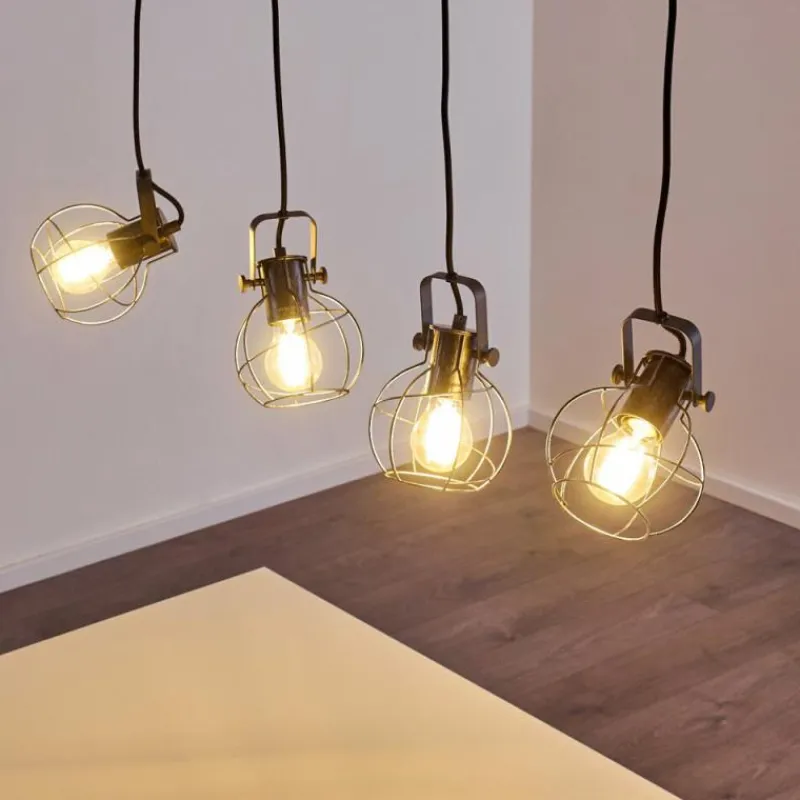 Lampes Vintages & Rétros-Luminaires Trio Suspension Sundsvall Brun, Noir, 4 lumières