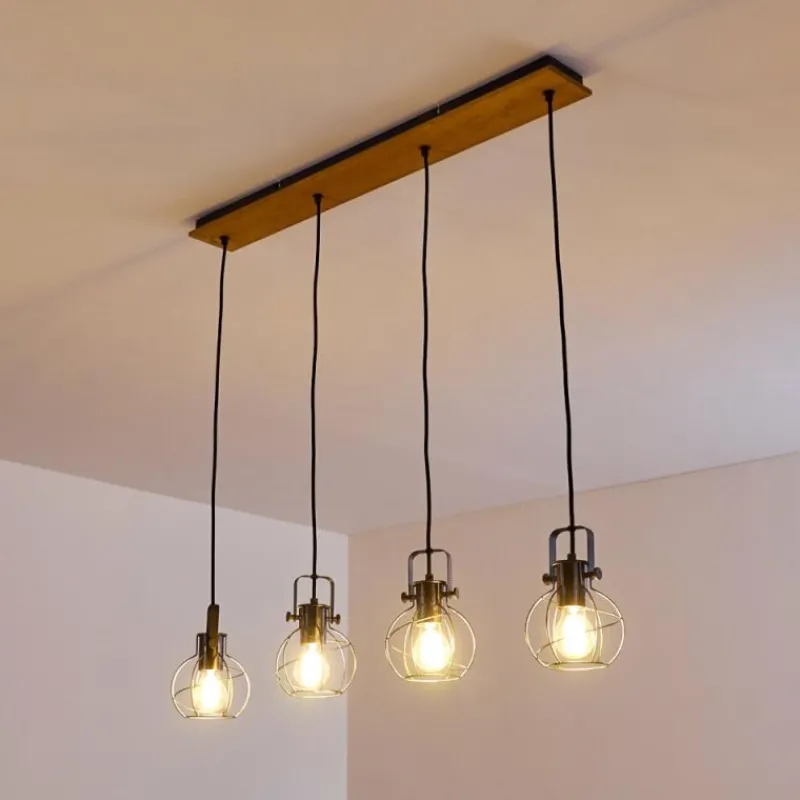 Lampes Vintages & Rétros-Luminaires Trio Suspension Sundsvall Brun, Noir, 4 lumières