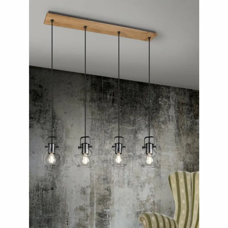 Lampes Vintages & Rétros-Luminaires Trio Suspension Sundsvall Brun, Noir, 4 lumières