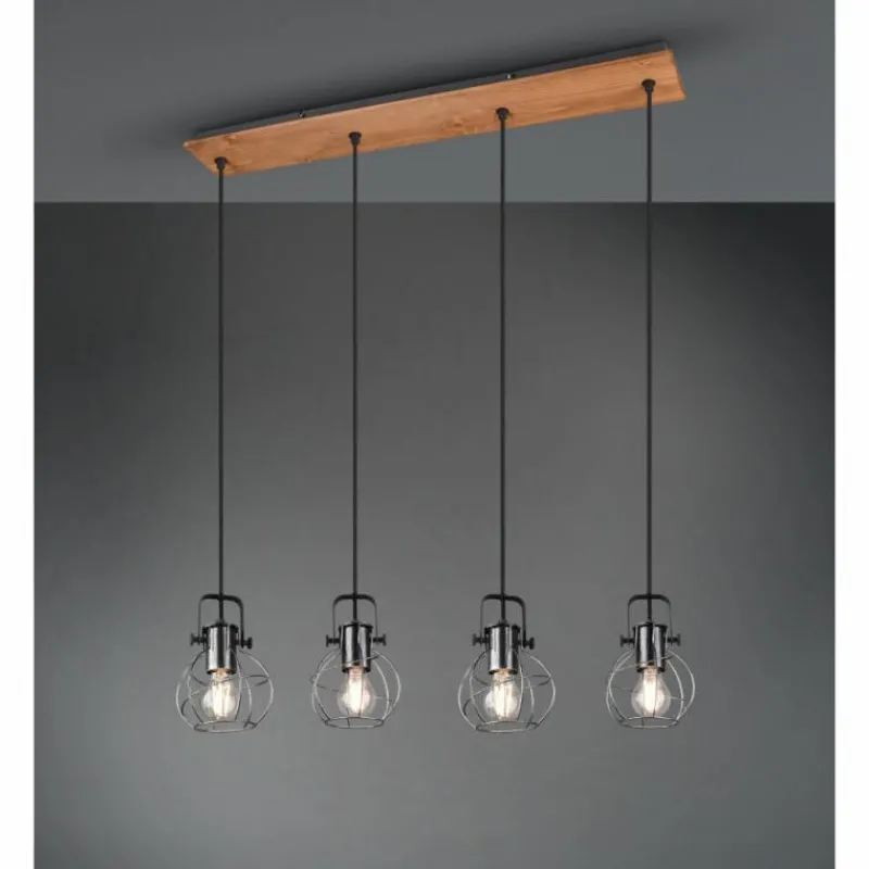 Lampes Vintages & Rétros-Luminaires Trio Suspension Sundsvall Brun, Noir, 4 lumières