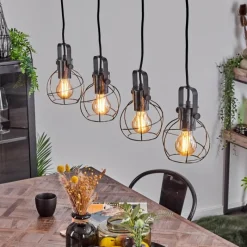 Style Boho-Chic-hofstein Suspension Sundsvall Écru, Noir, 4 lumières