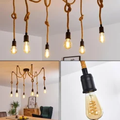 Luminaires Scandinaves-hofstein Suspension Sunnyvale Brun, Noir, 6 lumières