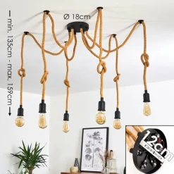 Luminaires Scandinaves-hofstein Suspension Sunnyvale Brun, Noir, 6 lumières