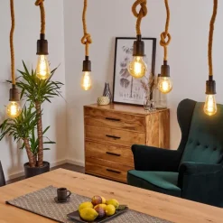 Luminaires Scandinaves-hofstein Suspension Sunnyvale Brun, Noir, 6 lumières