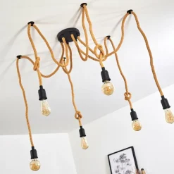 Luminaires Scandinaves-hofstein Suspension Sunnyvale Brun, Noir, 6 lumières