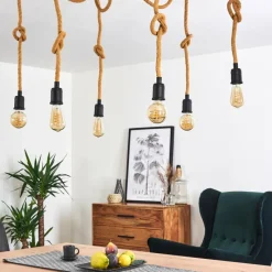 Luminaires Scandinaves-hofstein Suspension Sunnyvale Brun, Noir, 6 lumières