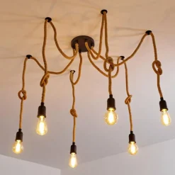 Luminaires Scandinaves-hofstein Suspension Sunnyvale Brun, Noir, 6 lumières