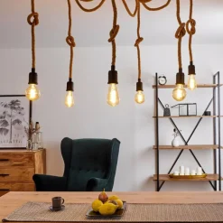 Luminaires Scandinaves-hofstein Suspension Sunnyvale Brun, Noir, 6 lumières