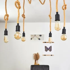 Luminaires Scandinaves-hofstein Suspension Sunnyvale Brun, Noir, 6 lumières