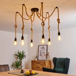 Luminaires Scandinaves-hofstein Suspension Sunnyvale Brun, Noir, 6 lumières