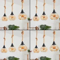 Lampes Vintages & Rétros-hofstein Suspension Sunnyvale Écru, Noir, 3 lumières