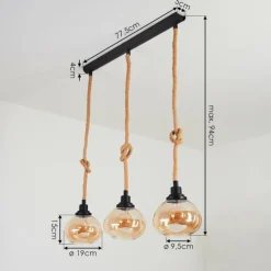 Lampes Vintages & Rétros-hofstein Suspension Sunnyvale Écru, Noir, 3 lumières