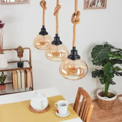 Lampes Vintages & Rétros-hofstein Suspension Sunnyvale Écru, Noir, 3 lumières