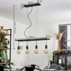 Lampes Vintages & Rétros-hofstein Suspension Susillon Noir, 4 lumières