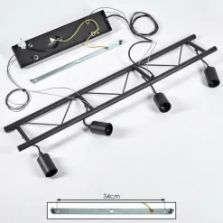 Lampes Vintages & Rétros-hofstein Suspension Susillon Noir, 4 lumières